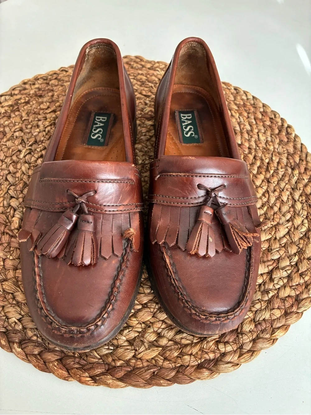 Bass Men’s Chestnut Brown Leather Tassel Loafers
